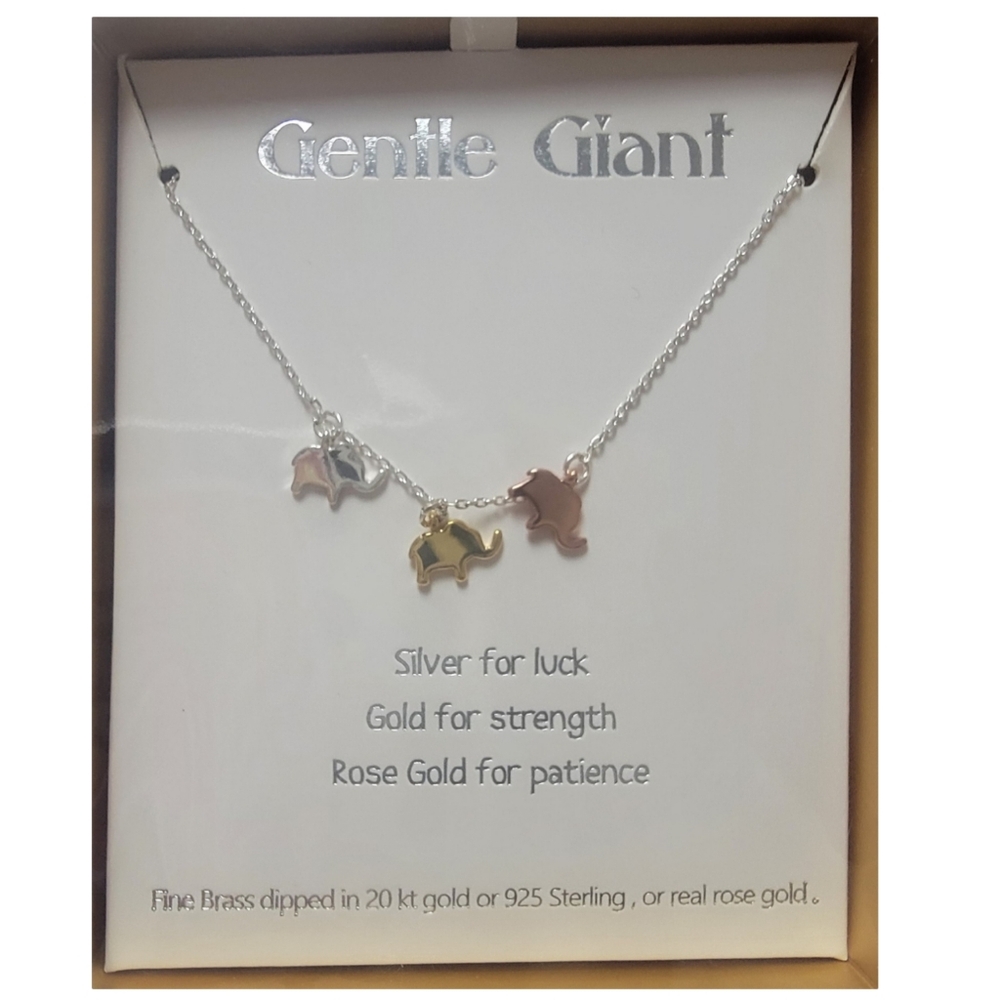 NWT! 3 ELEPHANT NECKLACE